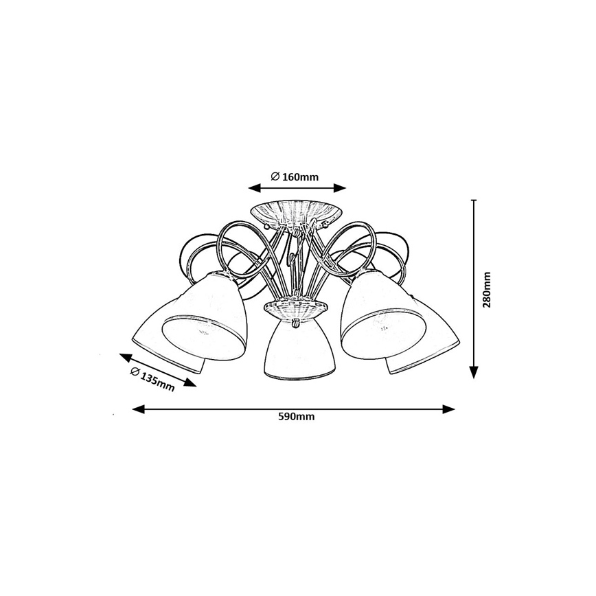 Brilagi - Lámpara de techo de superficie FRED 5xE27/60W/230V Ø 59 cm bronce