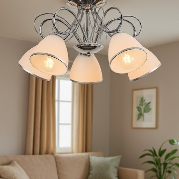 Brilagi - Lámpara de techo de superficie FRED 5xE27/60W/230V Ø 59 cm cromo brillante