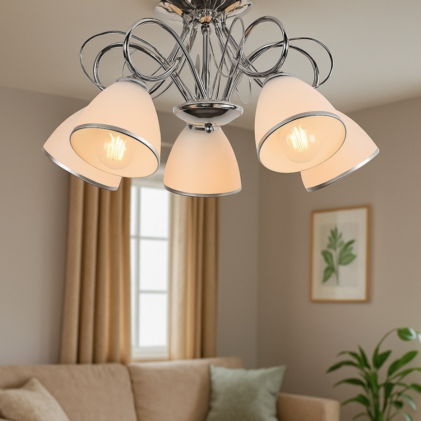 Brilagi - Lámpara de techo de superficie FRED 5xE27/60W/230V Ø 59 cm cromo brillante