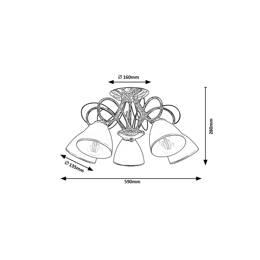 Brilagi - Lámpara de techo de superficie FRED 5xE27/60W/230V Ø 59 cm cromo brillante