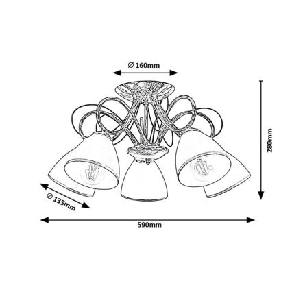 Brilagi - Lámpara de techo de superficie FRED 5xE27/60W/230V Ø 59 cm cromo brillante