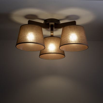 Brilagi - Lámpara de techo de superficie LATTE 3xE27/60W/230V pino/marrón