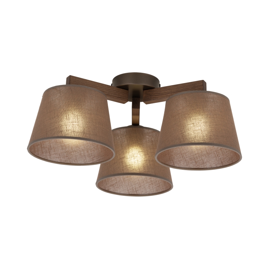 Brilagi - Lámpara de techo de superficie LATTE 3xE27/60W/230V pino/marrón