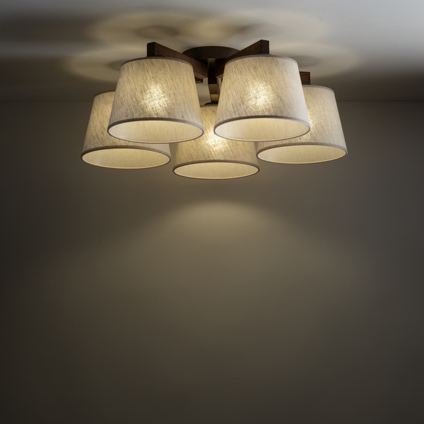 Brilagi - Lámpara de techo de superficie LATTE 5xE27/60W/230V pino/crema
