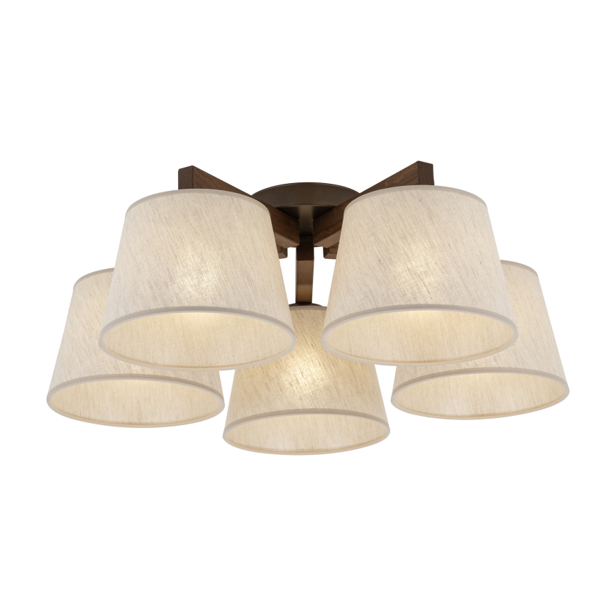 Brilagi - Lámpara de techo de superficie LATTE 5xE27/60W/230V pino/crema