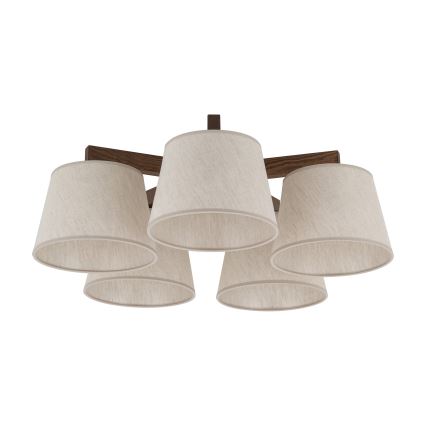 Brilagi - Lámpara de techo de superficie LATTE 5xE27/60W/230V pino/crema