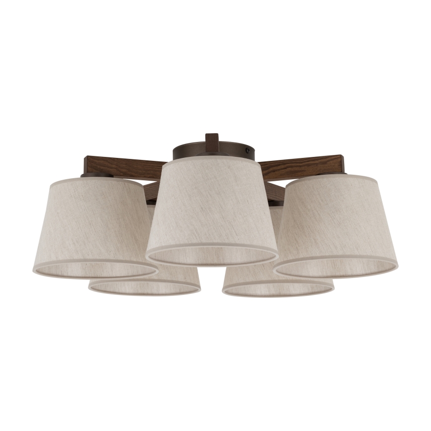 Brilagi - Lámpara de techo de superficie LATTE 5xE27/60W/230V pino/crema