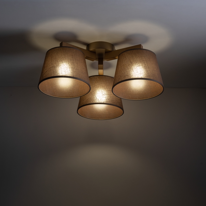 Brilagi - Lámpara de techo de superficie LATTE SABIA 3xE27/15W/230V pino/marrón