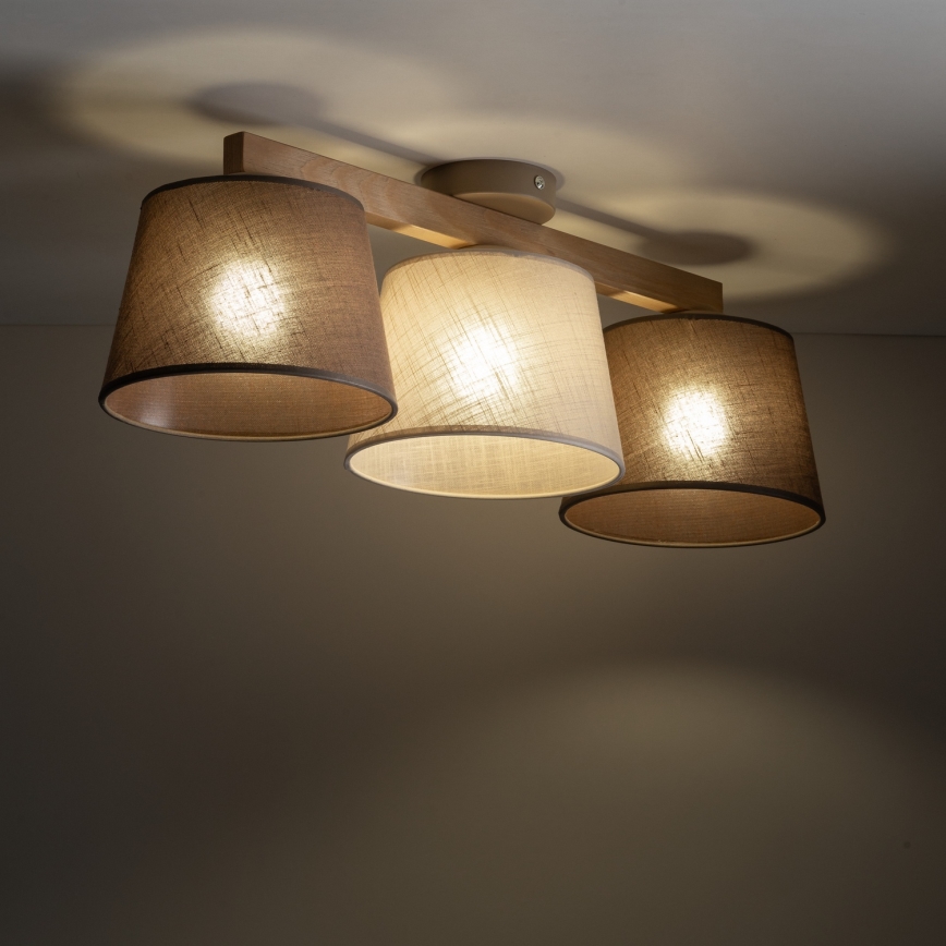 Brilagi - Lámpara de techo de superficie LATTE SABIA 3xE27/15W/230V pino/mezcla