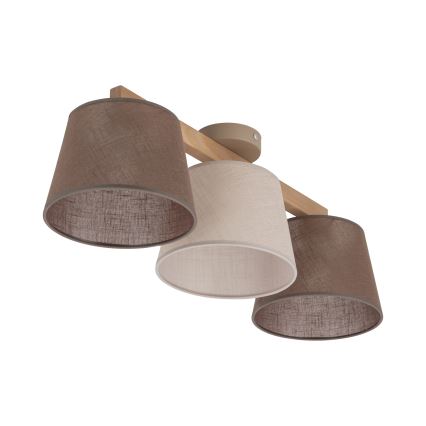 Brilagi - Lámpara de techo de superficie LATTE SABIA 3xE27/15W/230V pino/mezcla