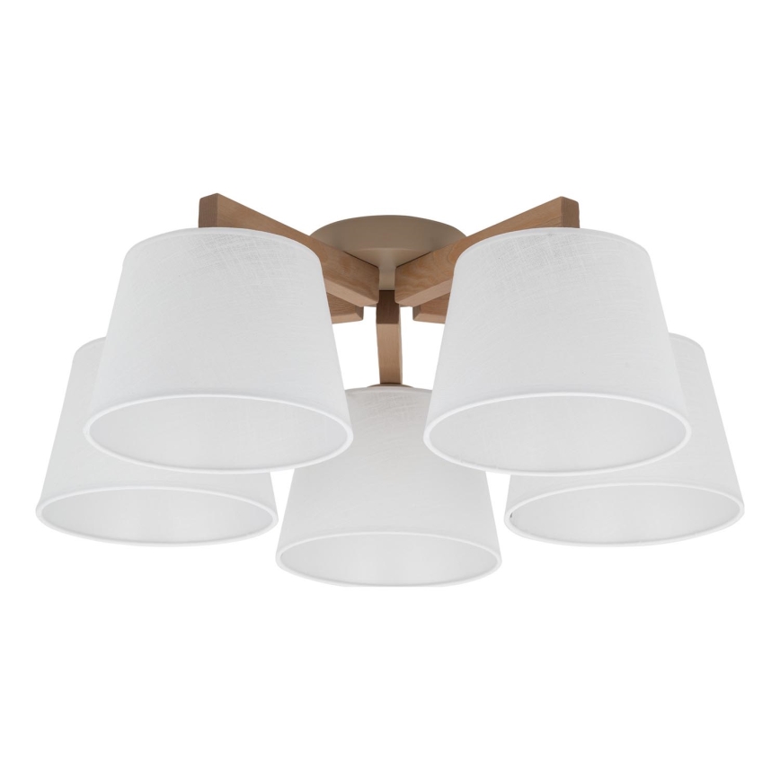 Brilagi - Lámpara de techo de superficie LATTE SABIA 5xE27/60W/230V pino/blanco