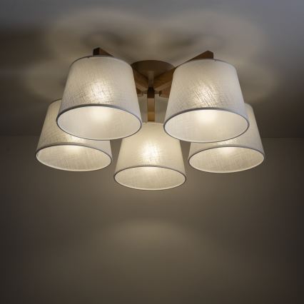 Brilagi - Lámpara de techo de superficie LATTE SABIA 5xE27/60W/230V pino/blanco