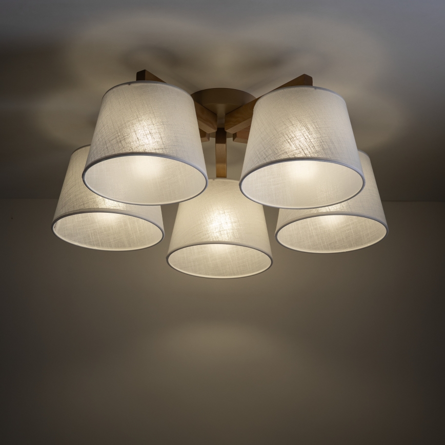 Brilagi - Lámpara de techo de superficie LATTE SABIA 5xE27/60W/230V pino/blanco