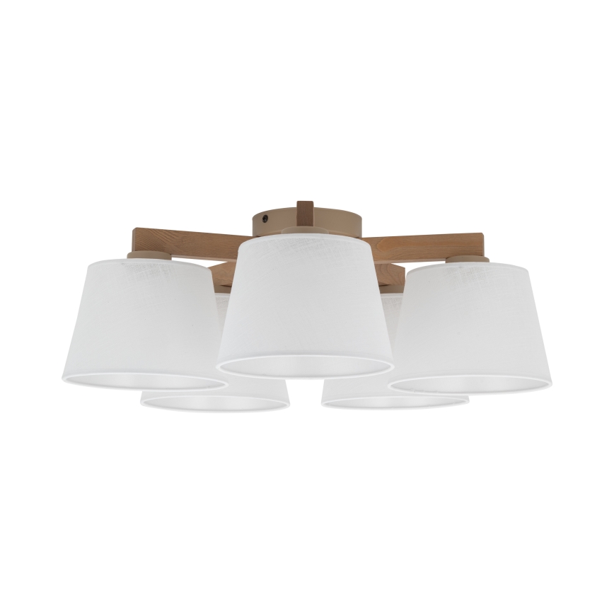 Brilagi - Lámpara de techo de superficie LATTE SABIA 5xE27/60W/230V pino/blanco