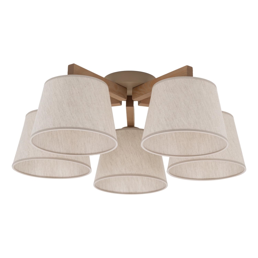 Brilagi - Lámpara de techo de superficie LATTE SABIA 5xE27/60W/230V pino/crema