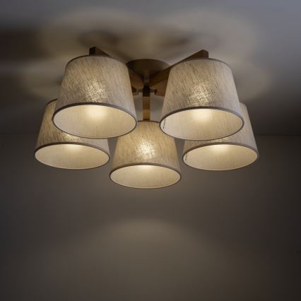 Brilagi - Lámpara de techo de superficie LATTE SABIA 5xE27/60W/230V pino/crema