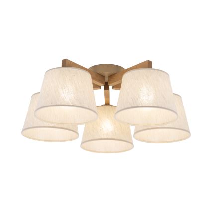 Brilagi - Lámpara de techo de superficie LATTE SABIA 5xE27/60W/230V pino/crema