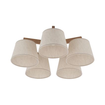 Brilagi - Lámpara de techo de superficie LATTE SABIA 5xE27/60W/230V pino/crema