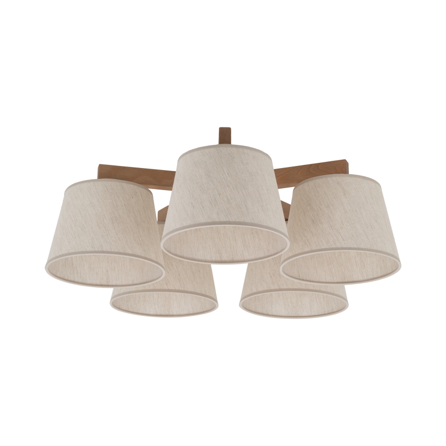 Brilagi - Lámpara de techo de superficie LATTE SABIA 5xE27/60W/230V pino/crema