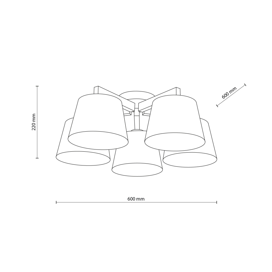 Brilagi - Lámpara de techo de superficie LATTE SABIA 5xE27/60W/230V pino/crema