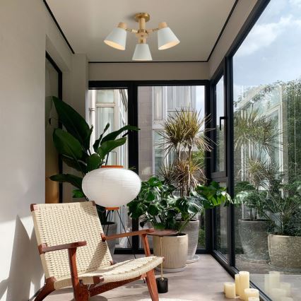 Brilagi - Lámpara de techo de superficie LUND WOOD 3xE27/40W/230V Ø 50 cm, madera de caucho