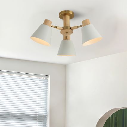 Brilagi - Lámpara de techo de superficie LUND WOOD 3xE27/40W/230V Ø 50 cm, madera de caucho