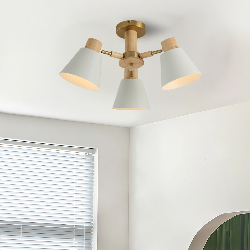 Brilagi - Lámpara de techo de superficie LUND WOOD 3xE27/40W/230V Ø 50 cm, madera de caucho