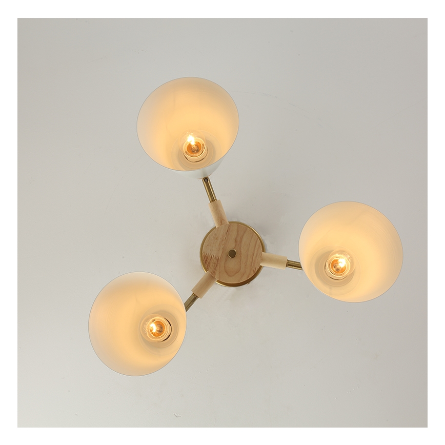 Brilagi - Lámpara de techo de superficie LUND WOOD 3xE27/40W/230V Ø 50 cm, madera de caucho