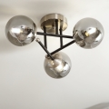 Brilagi - Lámpara de techo de superficie MALIVA 3xE14/15W/230V cromo mate/vidrio ahumado