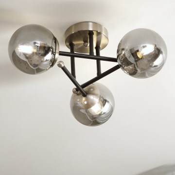 Brilagi - Lámpara de techo de superficie MALIVA 3xE14/15W/230V cromo mate/vidrio ahumado