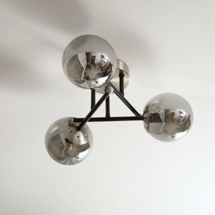 Brilagi - Lámpara de techo de superficie MALIVA 3xE14/15W/230V cromo mate/vidrio ahumado
