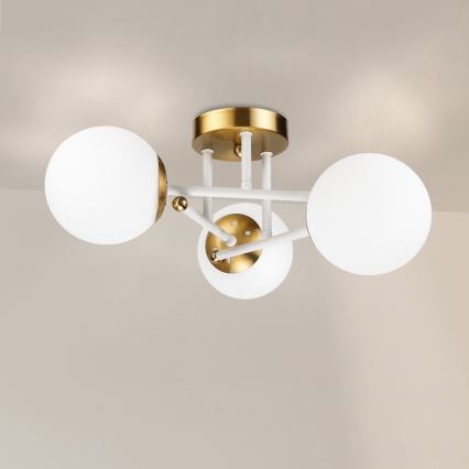 Brilagi - Lámpara de techo de superficie MALIVA 3xE14/15W/230V dorada/blanca