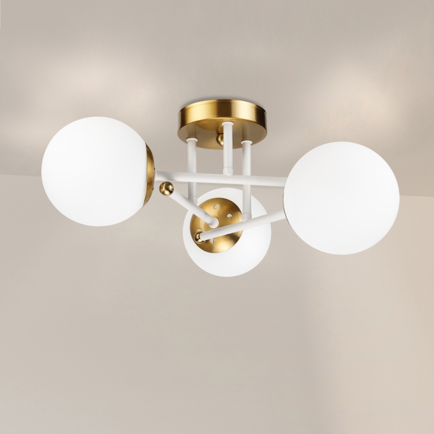 Brilagi - Lámpara de techo de superficie MALIVA 3xE14/15W/230V dorada/blanca