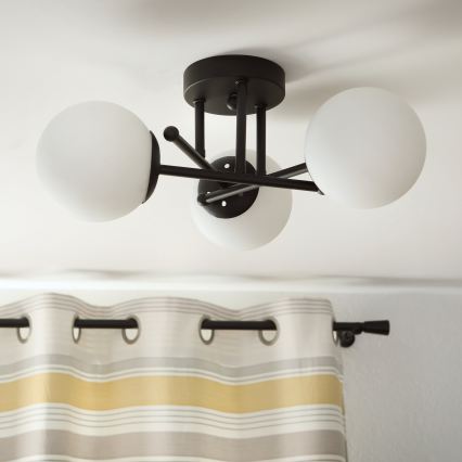 Brilagi - Lámpara de techo de superficie MALIVA 3xE14/15W/230V negra/blanca