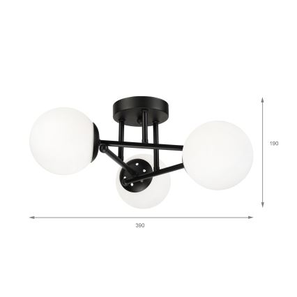 Brilagi - Lámpara de techo de superficie MALIVA 3xE14/15W/230V negra/blanca