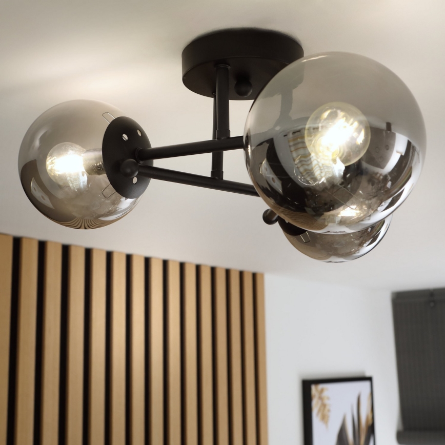 Brilagi - Lámpara de techo de superficie MALIVA 3xE14/15W/230V negro/ahumado