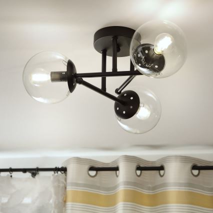 Brilagi - Lámpara de techo de superficie MALIVA 3xE14/15W/230V negro/transparente