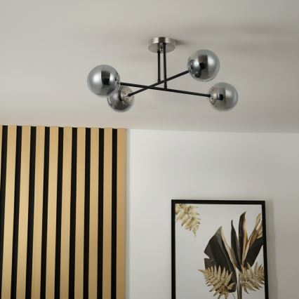 Brilagi - Lámpara de techo de superficie MALIVA 4xE14/15W/230V cromo mate/ahumado