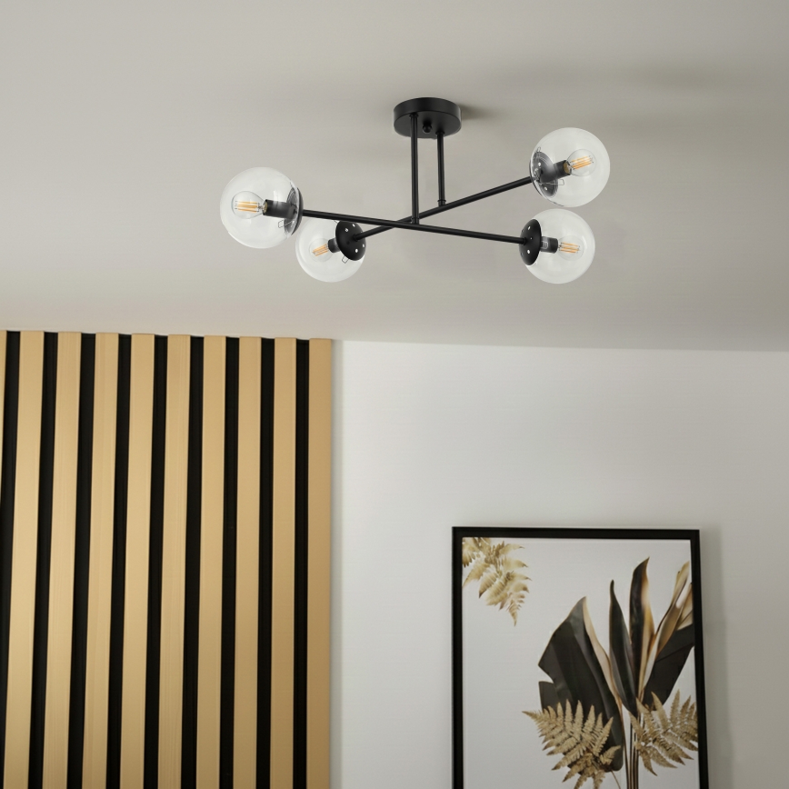 Brilagi - Lámpara de techo de superficie MALIVA 4xE14/15W/230V negra/transparente