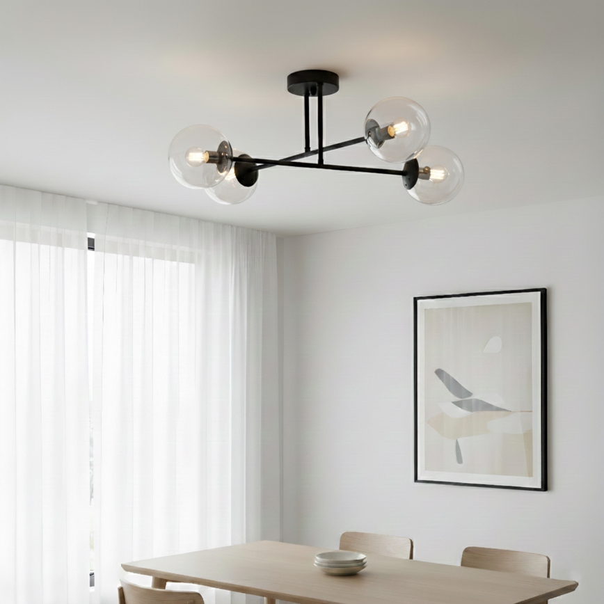 Brilagi - Lámpara de techo de superficie MALIVA 4xE14/15W/230V negra/transparente