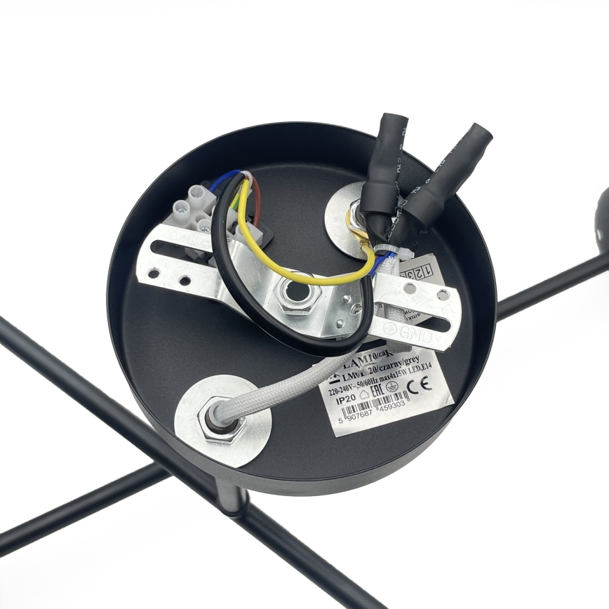 Brilagi - Lámpara de techo de superficie MALIVA 4xE14/15W/230V negra/transparente