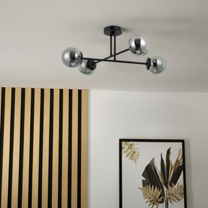 Brilagi - Lámpara de techo de superficie MALIVA 4xE14/15W/230V negro/ahumado
