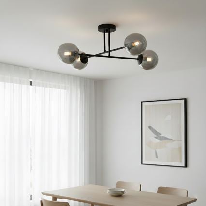 Brilagi - Lámpara de techo de superficie MALIVA 4xE14/15W/230V negro/ahumado