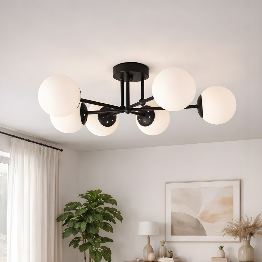 Brilagi - Lámpara de techo de superficie MALIVA 6xE14/15W/230V negro/blanco