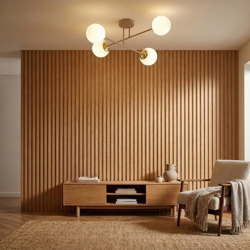 Brilagi - Lámpara de techo de superficie MILO ECRU 4xE27/60W/230V beige/oro