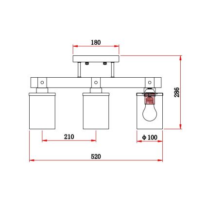 Brilagi - Lámpara de techo de superficie VISTA 3xE27/60W/230V roble