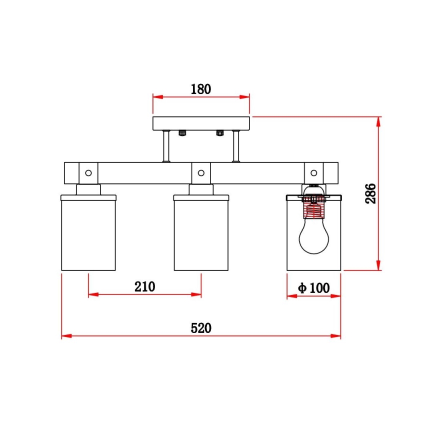 Brilagi - Lámpara de techo de superficie VISTA 3xE27/60W/230V roble