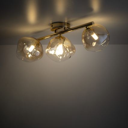 Brilagi - Lámpara de techo de superficie VULCANO 3xG9/8W/230V dorada/beige ahumado