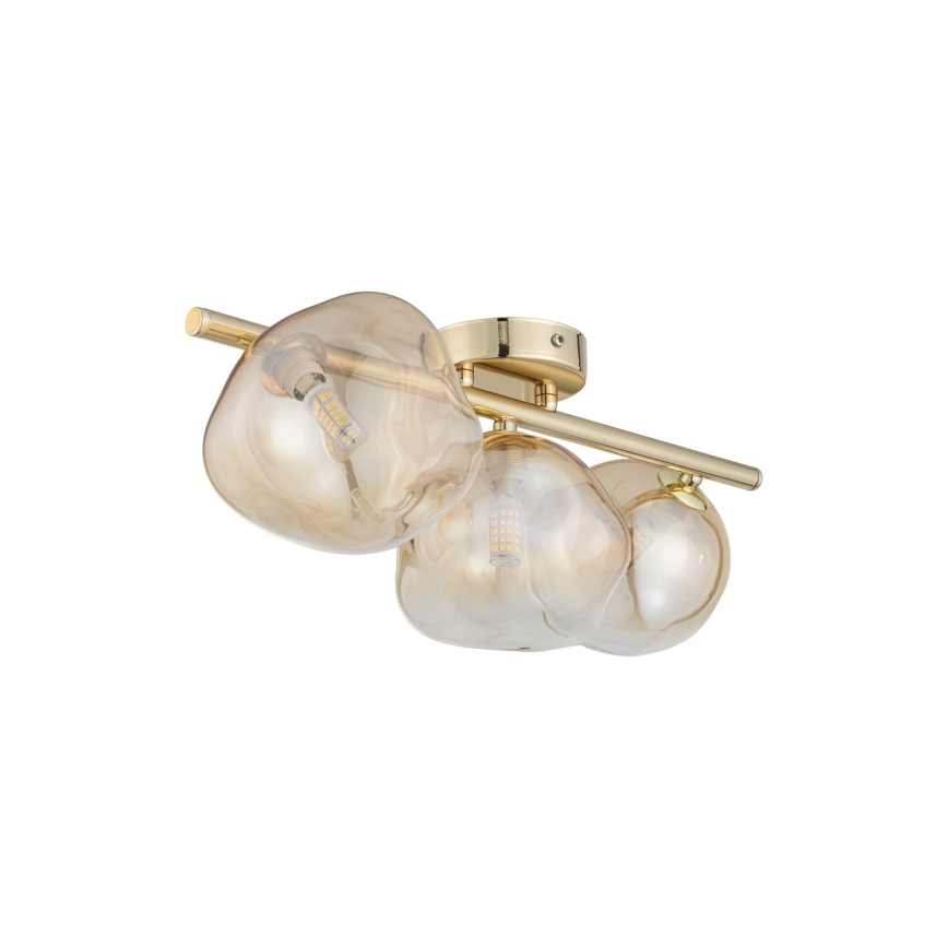 Brilagi - Lámpara de techo de superficie VULCANO 3xG9/8W/230V dorada/beige ahumado