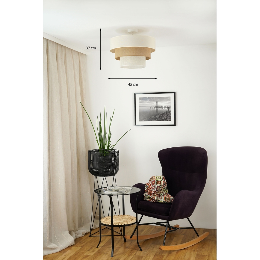Brilagi - Lámpara de techo DENVER LUNETA 1xE27/15W/230V diá. 45 cm beige/marrón/color crema